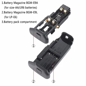 DSTE BG-E9 Multi-Power Vertikálne Battery Grip Batérie Rukoväti Držiak S 2 KS LP-E6 pre Canon 60D 60Da Fotoaparát