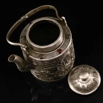 Zbierať staré čistej medi a vytvoriť mozaikové gem Panlong víno pot a teapot ručne / Výzdoba Kolekcia Dary