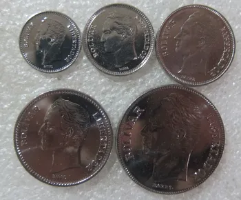 Venezuela 1 Sada 5 Kusov Mincí Staré Pôvodné Mince Zberateľské Vydanie Reálne Vzácne Pamätné Náhodné Rok