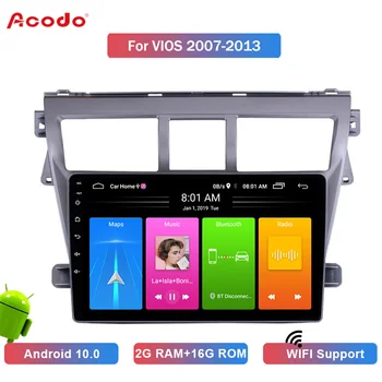 ACODO 2+16 G Android 10.0 Auto Rádio Multimediálny Prehrávač Pre Toyota VIOS na roky 2007-2013 Navigácia GPS, 2 din