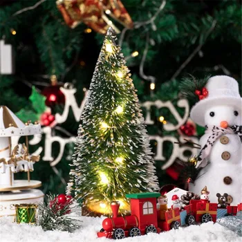 Vianočné Ploche Dekorácie LED Svetlá Mini Vianočný Stromček Malý Borovice adornos de navidad para casa arbol de navidad /d