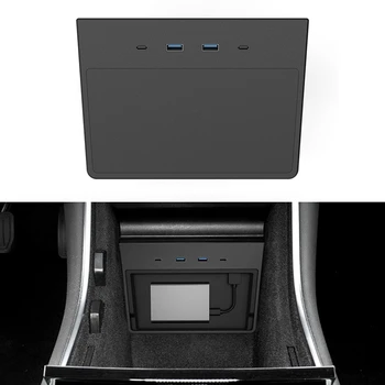 Auto USB Hub Dashcam a Sentry Režim Viewer USB Hub stredovej Konzoly Príslušenstvo 5 v 1 pre Tesla Model 3/Y 2020+