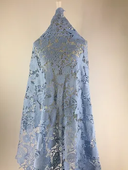 LASUI NOVÉ 2yardS=1lot watersoluble ČIPKY Textílie modrá široký 130 cm priedušná pre svadobné šaty, dekorácie, ručne vyrábané príslušenstvo D089