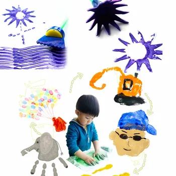 4 Ks Zábavné Kreatívne Hračky DIY Kvet Graffiti Hubky Umelecké potreby, Štetce Tesnenie malby Kreslenie Hračky pre Dieťa Deti