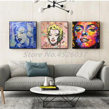 My Blue Marilyn Monroe Koláž HD Plátno Plagáty Vytlačí Wall Art olejomaľba Dekoratívny Obraz Moderné Domáce Dekorácie umelecké Diela