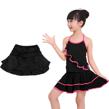 2021 Nové Veľkoobchodné Roztomilý Spandex Latin Dance Sukne, Dievčatá, Deti, Deti, Spoločenský Tanec Sukne Vo Vnútri S Mini Šortky Sukne