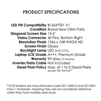 1K0XP B156XTT01.1 Pre Dell Inspiron 15-5547 P39F LED LCD Displej 15.6