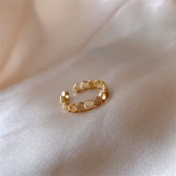 Kórejský Tvorivé Duté Geometrické Otvoriť Krúžok Luxusné Zirkón Nastaviteľné Prstene pre Ženy, Svadobné Šperky, Zásnubné Darček