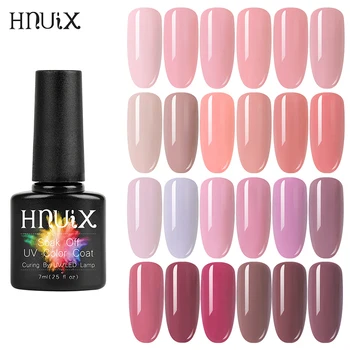 HNUIX 7ML lak Gel lak Ružovej farby, Gél lak na nechty, nastavený pre DIY manikúra Top základným náterom Hybird nechtový dizajn Umenie primer