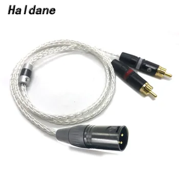 Doprava zadarmo Haldane 3pin XLR Samec, 2x RCA Male Dialo Audio Kábel Adaptéra 8Cores Strieborné Pozlátené mplifier Miešanie Zapojte AV Kábel