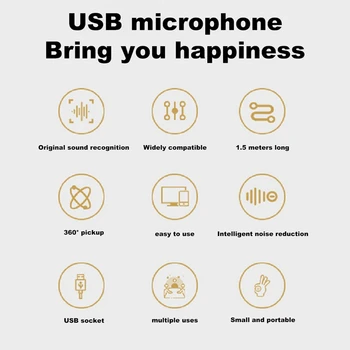 Mikrofón, Mini Prenosné Kondenzátora, Mikrofón, USB, Mikrofón, Vhodný pre Pc, Notebook, Tablet