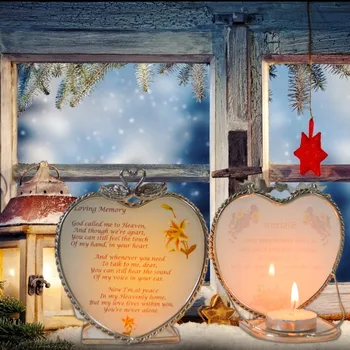 Svietnik Angel je modlitba a požehnanie Pamäť lásky Zliatiny v tvare Srdca Sklo svietnik Dekorácie