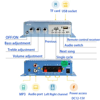 Tenghong TDA7056 Zosilňovač 40W 2.0 Kanál Rozšírené Hifi Stereo Car Audio Zosilňovač S TF Karty U Disku Zvuk Amplificador
