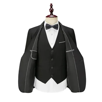 Muži Tuxedos Slim Fit Business Strany Ženícha, Svadobné Obleky Prom Loptu Banquet Manželstva Večere Kostým 3 Kusy Šatkou Klopě