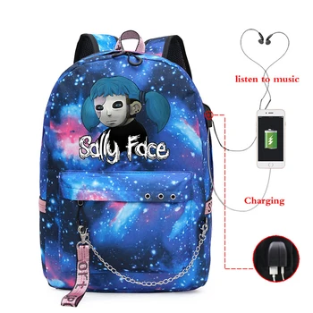 Sally Tvár Batoh Bookbag Galaxy Batoh Ženy USB Zmeniť Notebook Bagpack Sally Školské Tašky pre Dospievajúcich Dievčat, Žien Späť Pack