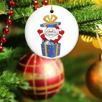 Vianočný Stromček Prívesok Ozdoby Kolo Obojstrannej Tlače Keramické Darčeka Santa Claus Dovolenku Ozdoby
