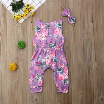 Dieťa Dievča Oblečenie Nové Dieťa, Baby, Dievčatá Kvetinový Romper Leto Bez Rukávov Jumpsuit Oblečenie Playsuit Oblečenie