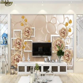 Beibehang veľké 3d nástenná maľba tapety pre obývacia izba, tv joj, steny papier, zlatá sklo diamanty kvety tapety na stenu 3d