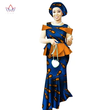 Móda 2020 Tradičné Africké Sukne Sada pre Ženy Dashiki Zadarmo Šatku Afriky Šaty Elegantné Party Šaty BRW WY2531