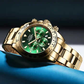 CADISEN Muži Mechanické Náramkové hodinky Luxusné Automatické Hodinky Pre Mužov Sapphire Crystal Nehrdzavejúcej Ocele Keramická Fazeta 10Bar Zlato Hodiny