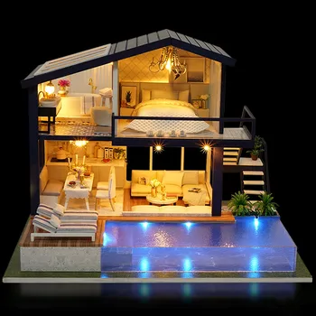 DIY Miniatúrne Funiture 3D Drevené Montáž Ručné Remeselné Tvorivé Deti je Dar Času Byt domček pre bábiky Doll House Decoration