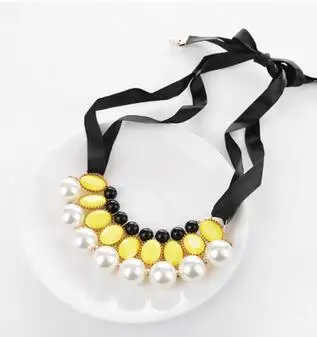 1pcs/veľa Simulované perlový náhrdelník Vintage Choker Golier Stuha Perličiek Drahokamu chocker náhrdelník