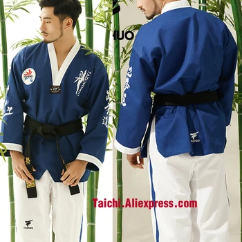 Bojové Umenie TKD Tae Kwon Robiť Kórea tvaru Dospelých Taekwondo Master Jednotné Pre Poomsae a Školení,WTF Jednotné,160-190 cm,modrá A W