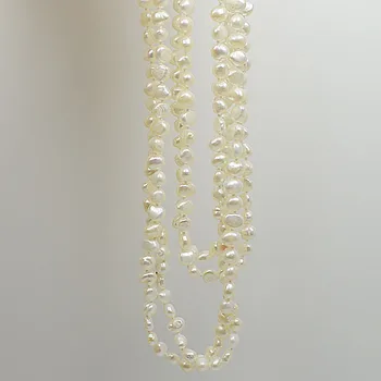 6-8 mm Biela Farba, Barokový Sladkovodné Perlový Náhrdelník 80 cm do 200 cm Viac dĺžky pre vybrať Očarujúce Ženy Darček Šperky
