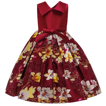 Dievčenské šaty nové horúce predaj detských tlače color matching pódium dievčatá čistej gázy princezná šaty výkon party oblečenie