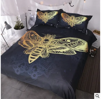 3ks Skull Black Perinu Nastaviť obliečka na Vankúš S 3D Tlač včiel medonosných posteľná bielizeň Set Home Cool Dizajn Posteľ Najlepší Darček