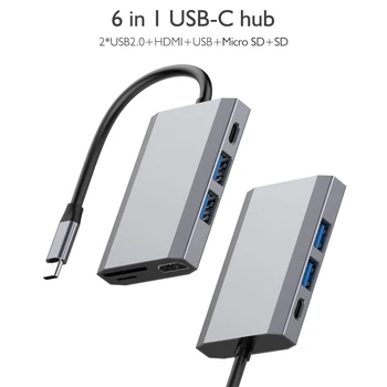 USB C Hub s USB 3.0 Porty 4K kompatibilný s HDMI pre Macbook Pro/Vzduchu a Ďalšie USB Zariadenia, C PD Plnenie SD/TF Karty, Čítačky hub
