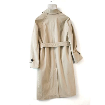 Vysoko kvalitný elegantný zákopy srsti pre ženy bavlna ležérne módne windbreaker feminino dlhej časti jar jeseň kabát femme
