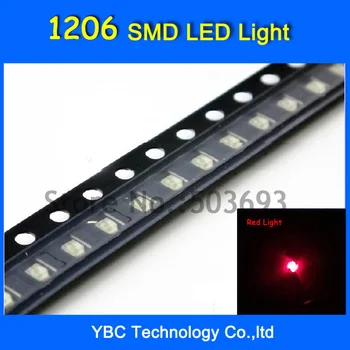 1000pcs/veľa 1206 Ultra Bright Red Light LED SMD LED Dióda
