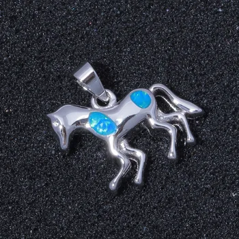 Kôň CiNily Vytvorené Blue Fire Opal Strieborné Pozlátené Veľkoobchod Pre Ženy Šperky Strany Darček Prívesok Whithout Reťaz 20 mm OD6887