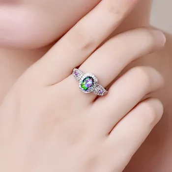 Doprava zadarmo 2019 Nové Žien Lady Elegantné farebné Veľké sapphhire Crystal Krúžok Duté Svadobné Šperky, Zásnubné Prstene