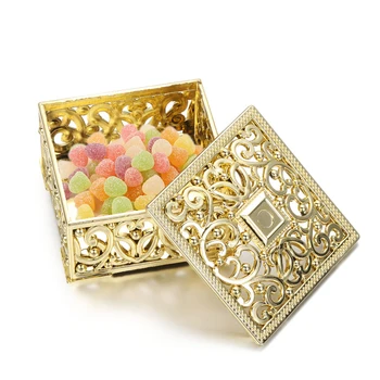 2020 Nový Vintage Candy Šperky Úložný Box Trinket Organizátor Svadobné Party Prospech Plastová Priehľadná Farba Zlato Strieborné Námestie