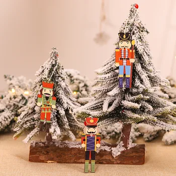 Nový Rok Vianočný Stromček Prívesok Ozdoby, Dekorácie, Vianočné Dekorácie Kreatívnu Tlač Roztomilý Vojak Drevené Malý Prívesok