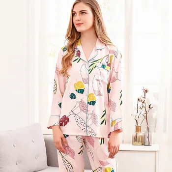 Tvorba 101 jesenné a zimné dámske pyžamo dlhý rukáv cardigan pyžamo domov služby vyhovovali roztomilý sleepwear