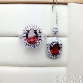 KJJEAXCMY boutique šperky 925 sterling silver vykladané prírodný granát lady luxusné prívesok náhrdelník krúžok podpora detekcie
