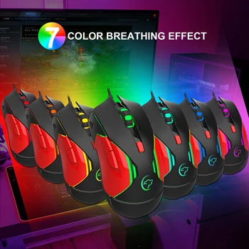 Farebné LED Svetlo Nastaviteľné DPI Rýchlosť pracovnej Plochy Notebooku, USB Káblové Gaming Mouse