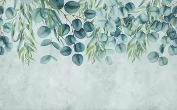 Vlastné Tapetu 3d ručne maľované malé čerstvé akvarel tropické listy spálňa 3D pozadia TV Tapetu Pozadia nástenná maľba