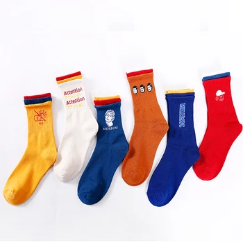 Móda Harajuku Bavlna Modrá Oranžová Červená Žltá Biela Ponožky Ženy Muži Zábavné Ponožky Pre Dospelých Bežné Posádky Ponožky Jeseň Zima