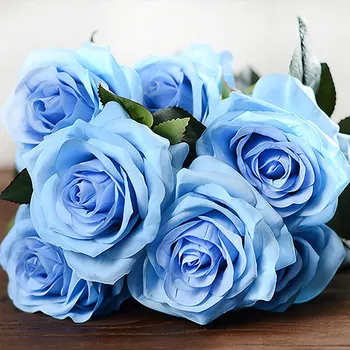 1 Banda Umelého hodvábu francúzsky Ruže Kvetinový Kytice Falošné Kvet Usporiadať Tabuľku Svadobné Kvety Decor Strany príslušenstvo Flores