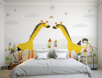 Vlastné 3D maľby,Žirafa cartoon abstraktných de parede, hotel kaviareň obývacia izba gauč TV na stenu deti spálňa tapety