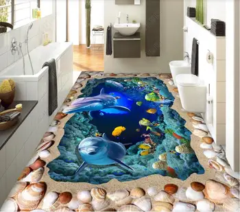 Vlastné dolphin stenu papiere domova samolepiace podlahy, Obývacia izba, spálňa vinylové podlahy nástennú maľbu, tapety 3d photo nástennú maľbu