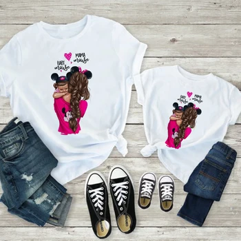 Hipster Voľné tričko Super Mama Celkom Mama Dcéru Oblečenie, Lacné Pop Bežné Baby Girl Šaty Jednoduchý Univerzálny Rodinný Vzhľad