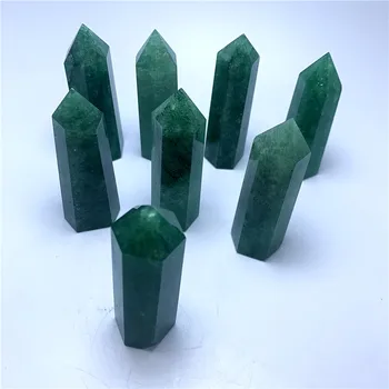 Vyrezávané natrual zelené jahody quartz prútik reiki liečenie kryštálmi bod pre domáce dekorácie