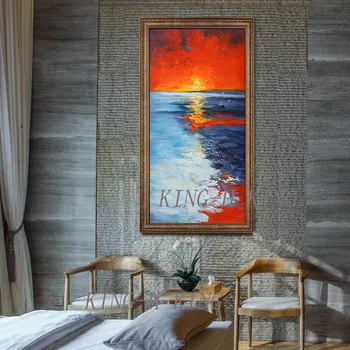 Ručne maľované nástenné maľby scenérie stene plagát, umelecké plátno, maľovanie sunrise foto obývacia izba domáce dekorácie č rámec