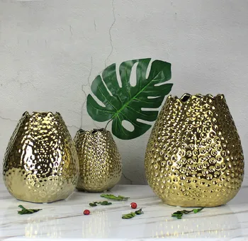 Zlatá Váza Jednoduché Moderné Vlna Otvoriť Kladivo Bod Keramické Striebornú Vázu Nordic Domov Zlaté Kvetinová Výzdoba