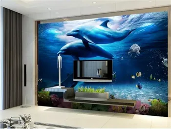 Vlastné Fotografie, 3d Tapety Krásne Dolphin Podmorského Sveta 3D TV joj, Nástenné Dekorácie, Nástenné Tapety